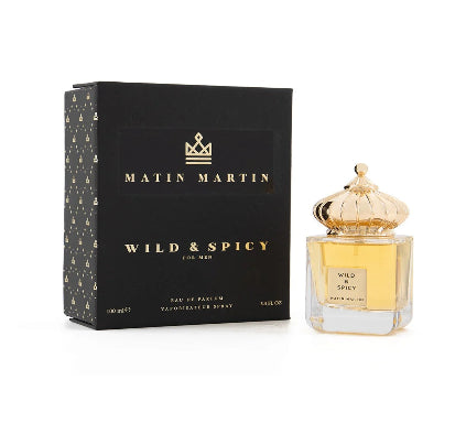 Matin Martin Wild & Spicy perfume bottle and packaging on a white background