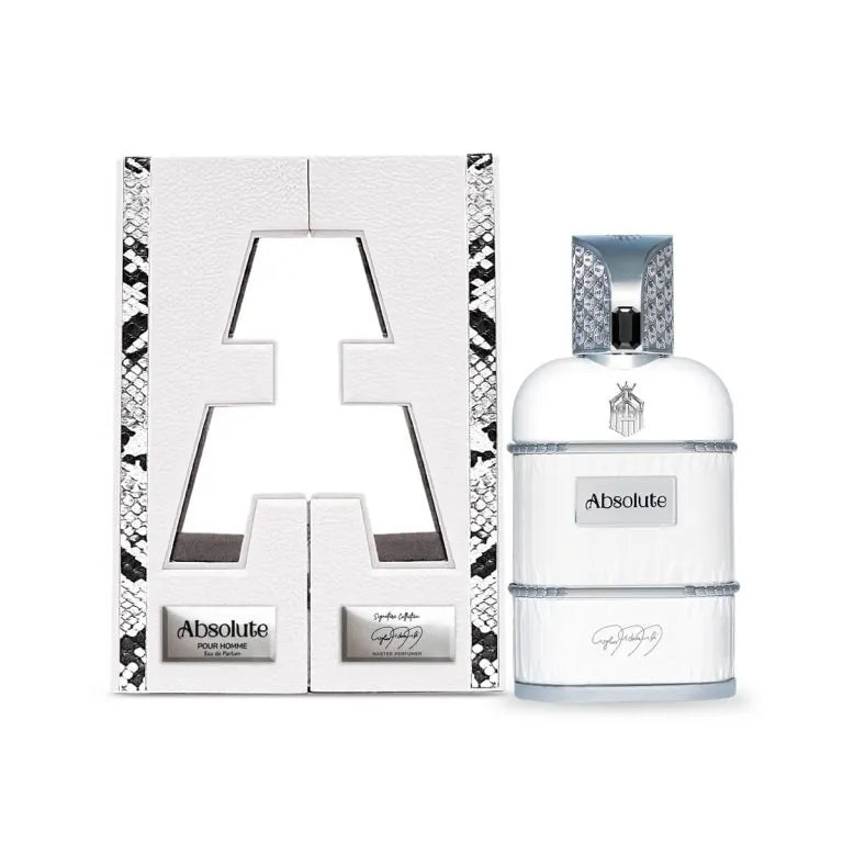 Absolute perfume bottle with packaging on a white background