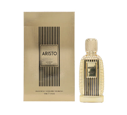 Aristo perfume bottle and packaging on a white background