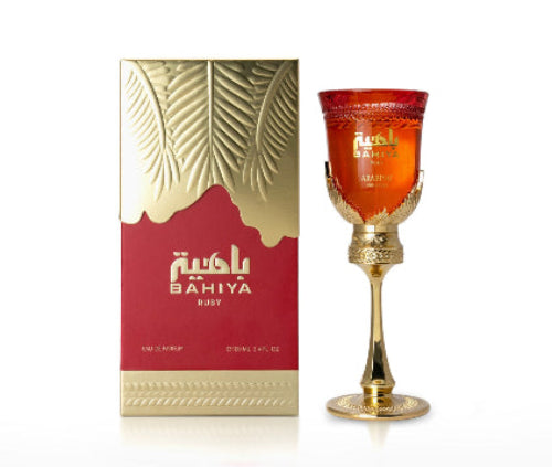 Bahiya perfume bottle and packaging on a white background