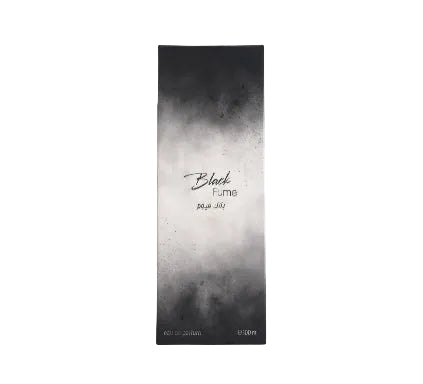 Black Fumes perfume bottle packaging with gradient design on a white background