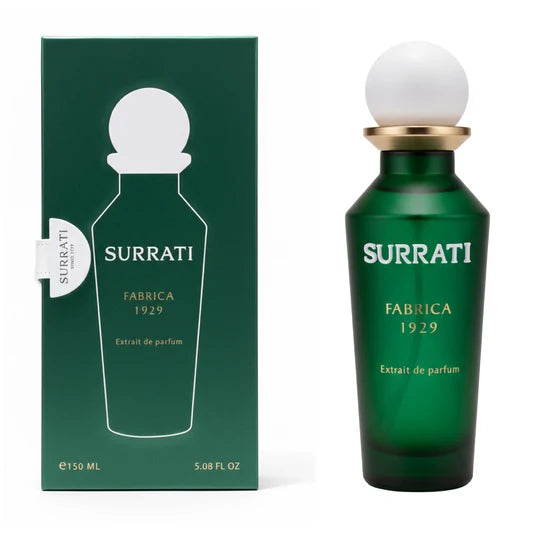 Surrati Fabrica 1929 perfume bottle and packaging on a white background