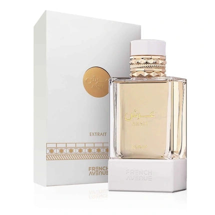 Perfume bottle and packaging with 'French Avenue' branding on a white background