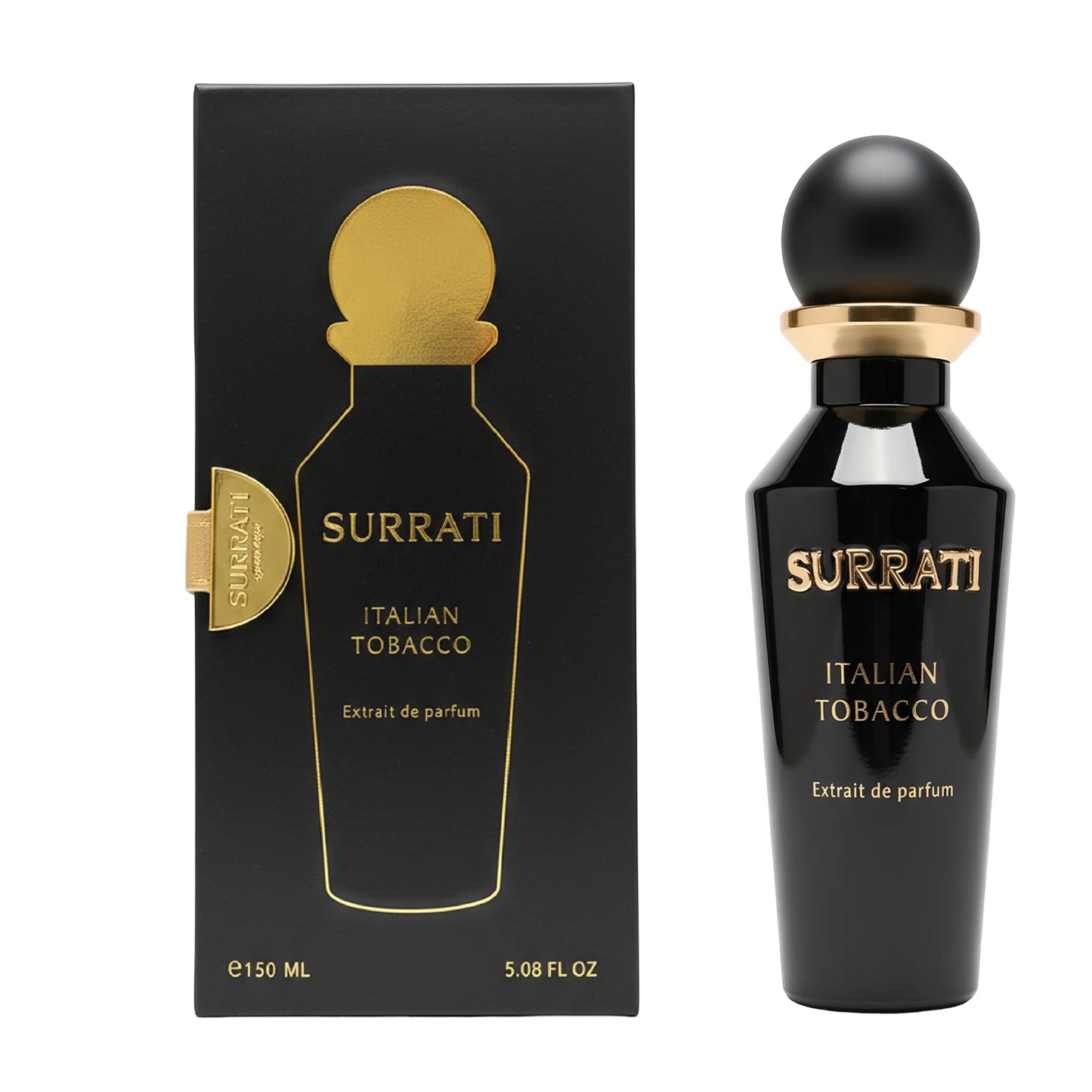 Surrati Italian Tobacco perfume bottle and packaging on a white background