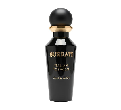 Black Surrati Italian Tobacco perfume bottle on a white background