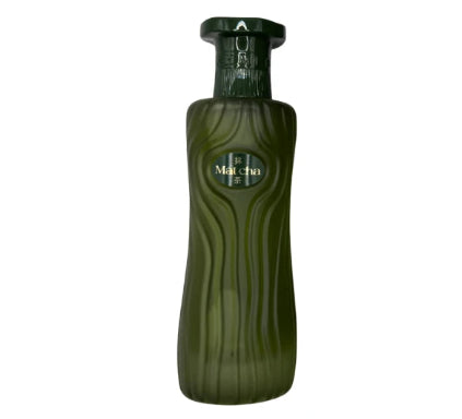 Green bottle with 'Matcha' label on a white background