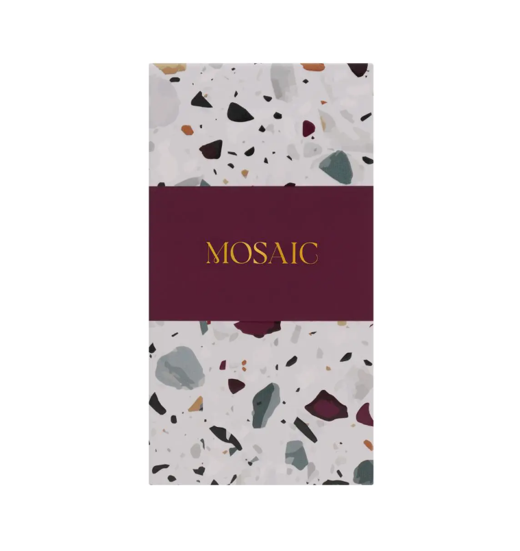 Product packaging with mosaic pattern and 'Mosaic' text on a white background