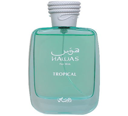 Hawas Tropical perfume bottle on a white background