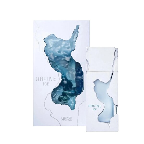 RAVINE ICE perfume bottle and packaging on a white background