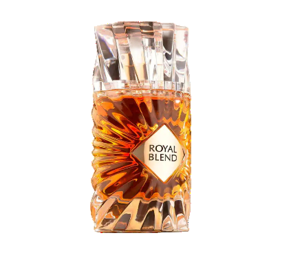 Glass of Royal Blend whiskey on a white background