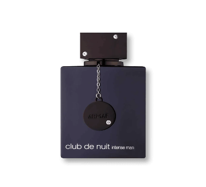 Perfume bottle labeled 'club de nuit intense man' on a white background