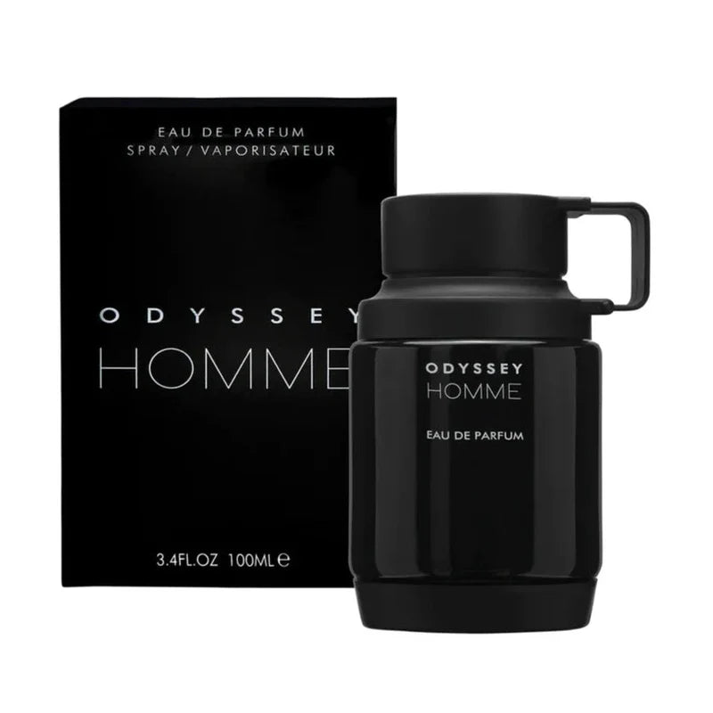 Black Odyssey Homme Eau de Parfum bottle and packaging on a white background