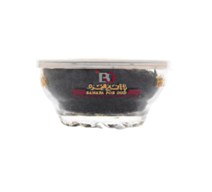 Clear container with black sponge inside on a white background