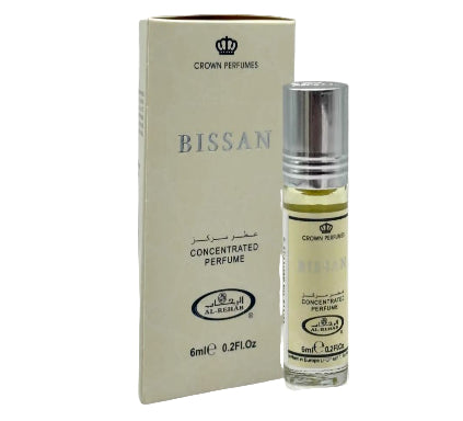 Crown Perfumes Bissan concentrated perfume bottle and packaging on a white background